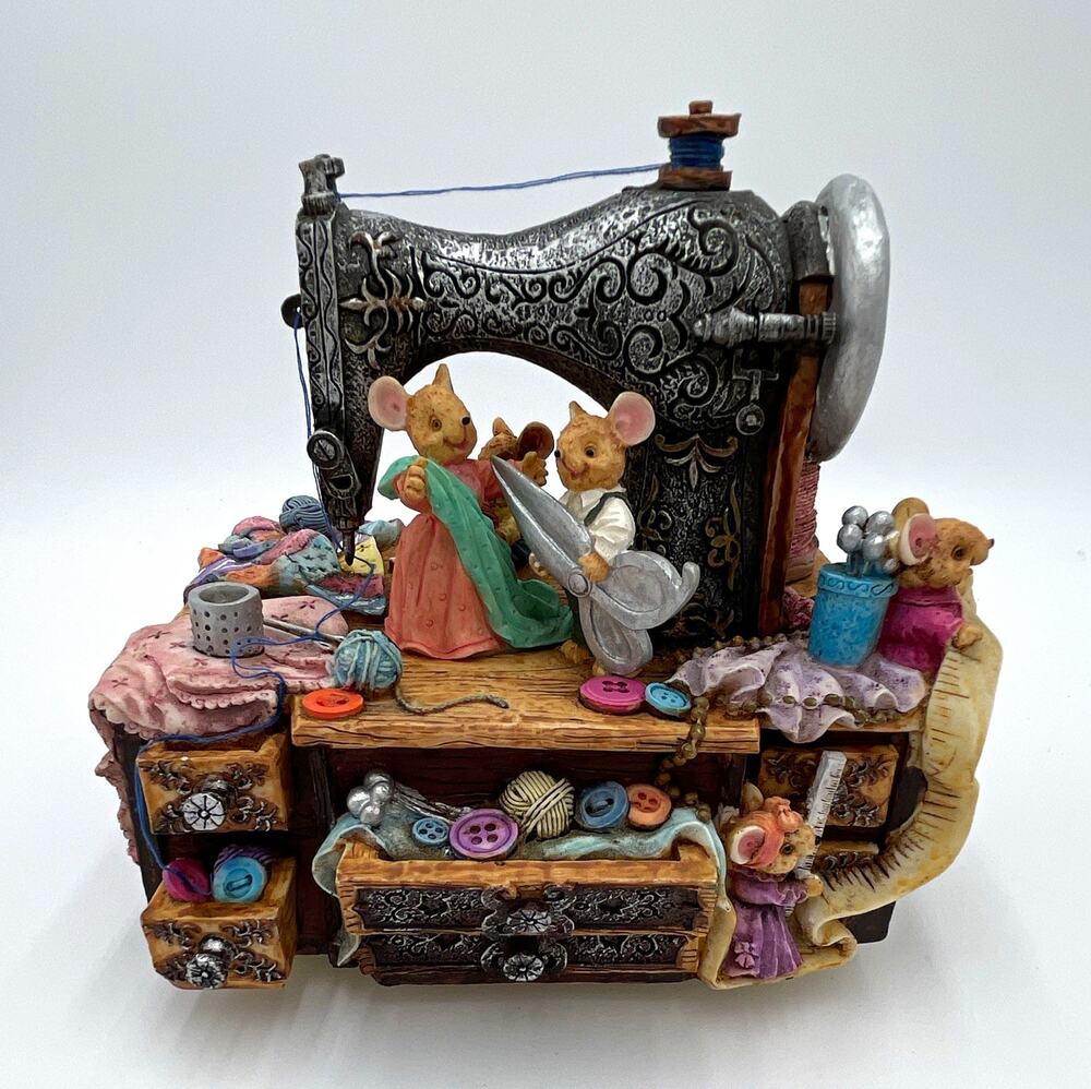 Mouse Sewing Machine Music Box Figurine “My Favorite Things”